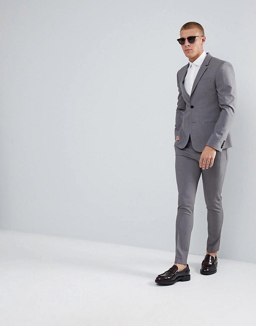 River Island Super Skinny Fit Suit In Grey