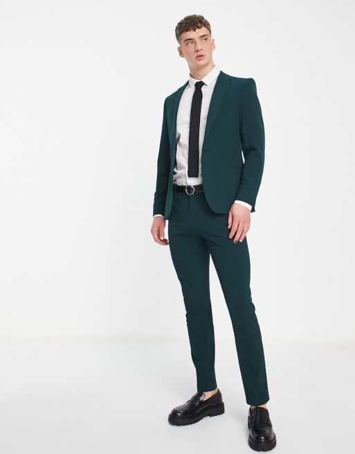 River Island – Supereng geschnittener Anzug in Grün