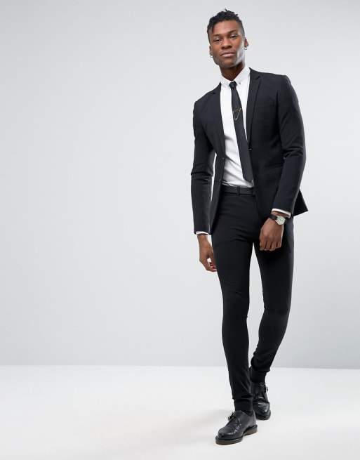 Rogues Of London Super Skinny Suit In Black Asos 5965