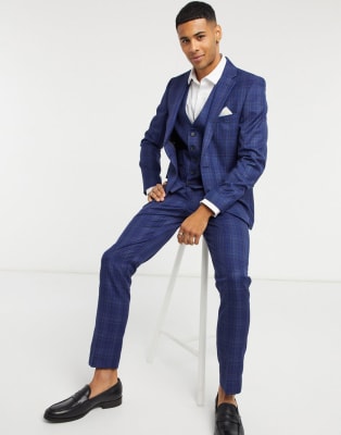 Rudie checked skinny fit suit navy