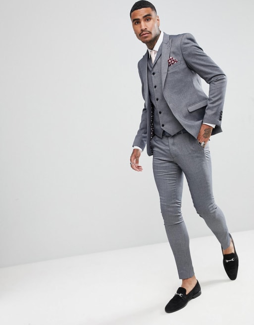 Rudie Light Grey Jacquard Skinny Fit Suit
