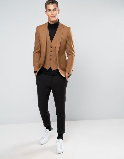 Rudie Slim Fit Blazer and Waistcoat in Camel Twill | ASOS