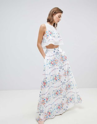 Sabina Musayev Abstract Floral Panel Blouse Maxi Skirt Co Ord ASOS