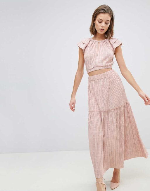 Sabina Musayev Bluse Und Rock In Metallic Crinkle Optik Im Set Asos