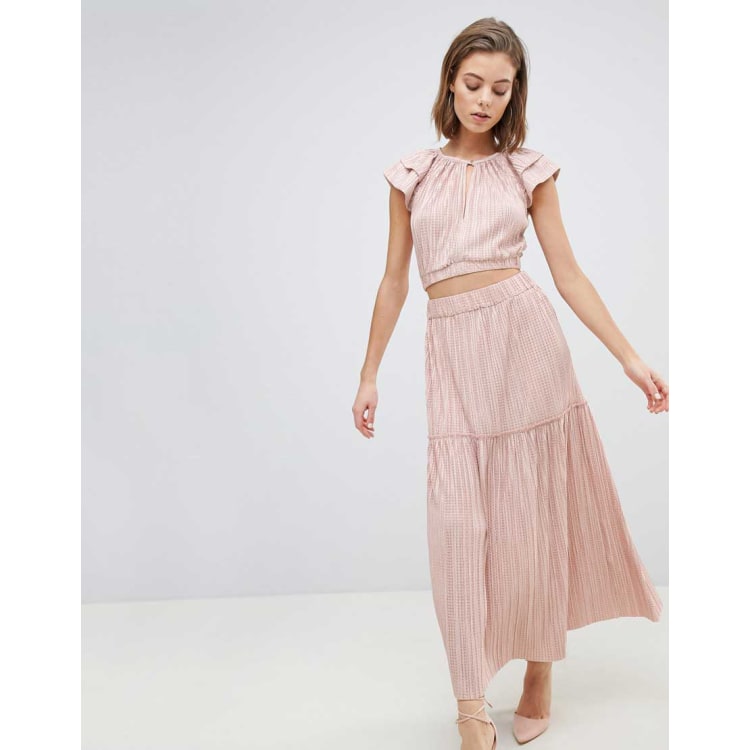 Sabina Musayev Metallic Crinkle Blouse Skirt Co Ord ASOS