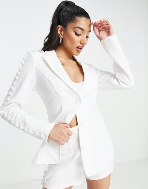 Saint Genies - Co-ord set met randje van parels in wit