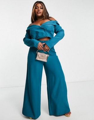 Saint Genies Plus tailored co-ord in teal