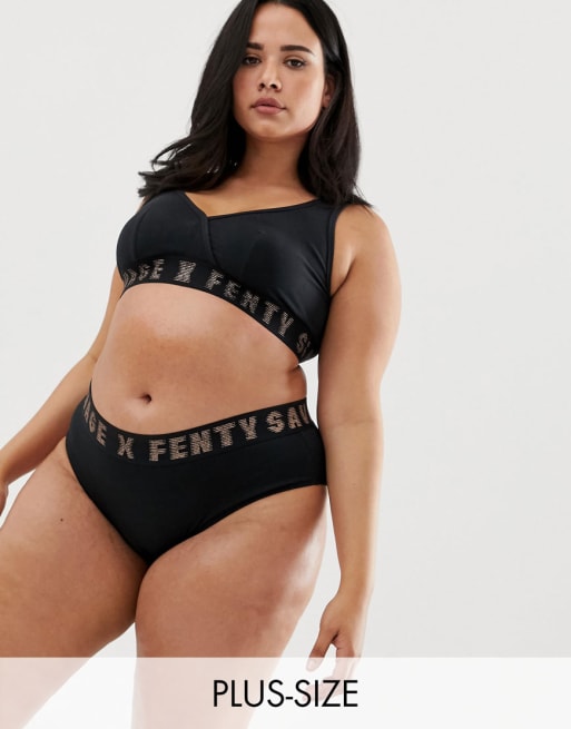 Savage x Fenty Curvy Baumwollset mit Bralette und Slip mit Logo ASOS