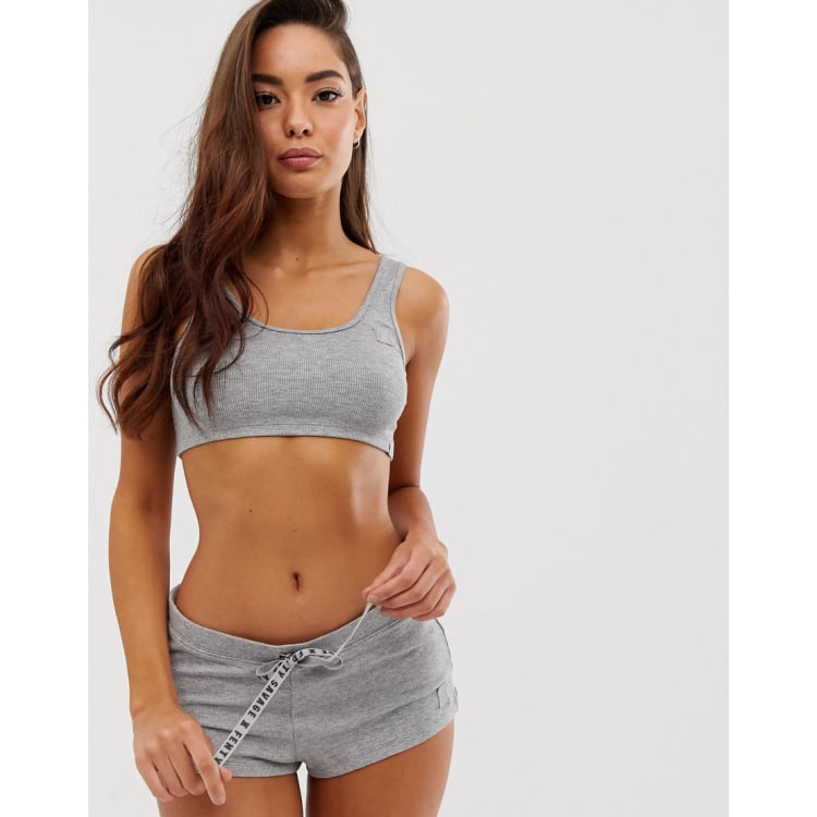 Savage x Fenty logo ribbed jersey crop top & shorts set