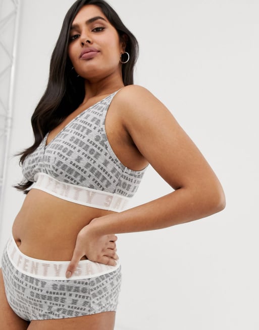 Savage x Fenty Plus Size Triangel Bustier mit Logo und Tanga im Set ASOS