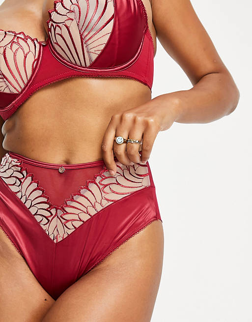 Scantilly by Curvy Kate Fallen Angel sheer embroidered lingerie set in red