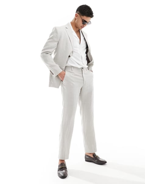 Selected Homme - Beige jakkesæt i hørblanding - view 1