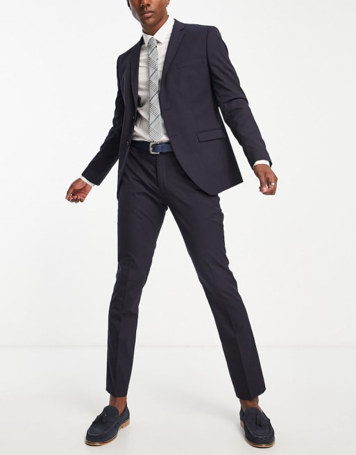 Selected Homme - Costume ajusté en tissu stretch - Bleu marine