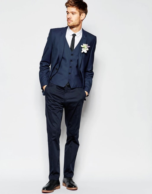 Selected Homme Costume De Mariage Cintré Bleu Marine Asos