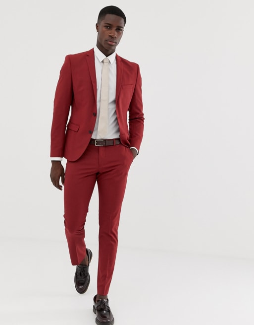 Selected Homme Costume skinny Rouge ASOS