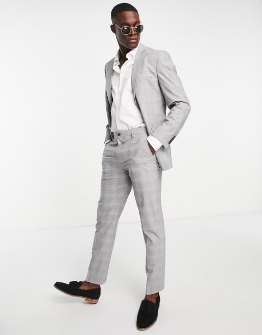 Selected Homme Costume slim carreaux Gris ASOS