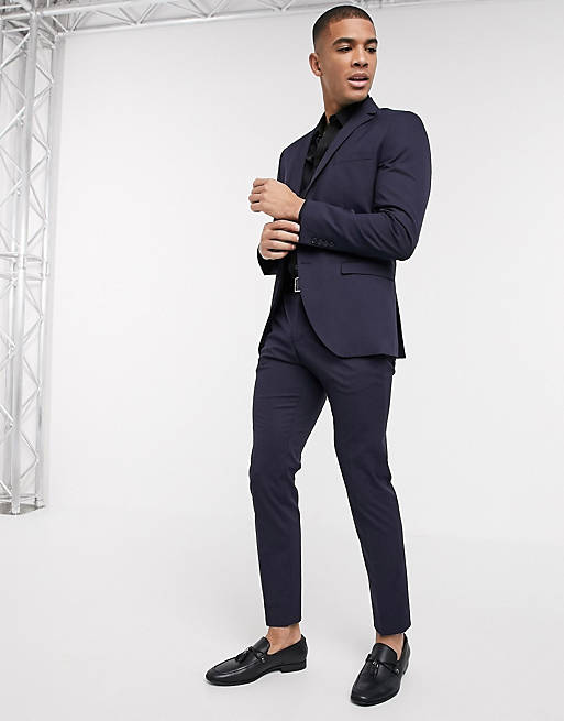 Selected Homme – Marinblå kostym med smal passform och stretch