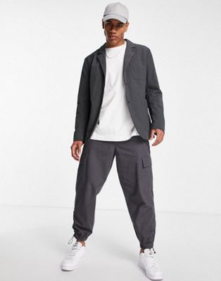 Selected Homme nylon boxy suit in grey