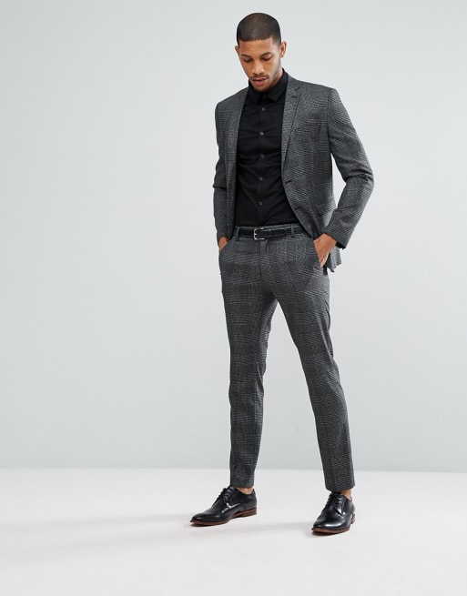 Selected Homme - Prince of Wales - Grijs geruit slim-fit kostuum 