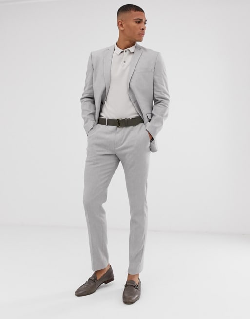 Selected Homme – Schmal geschnittener Leinenanzug mit Stretchanteil, Sandfarben