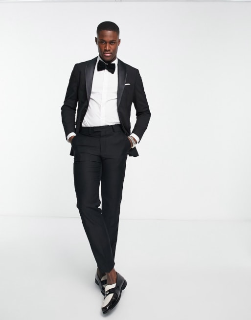 Selected Homme skinny fit tuxedo suit in black | ASOS