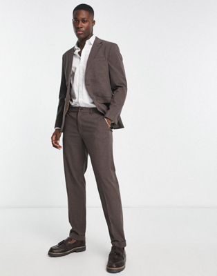 Selected Homme slim fit suit in brown mini check