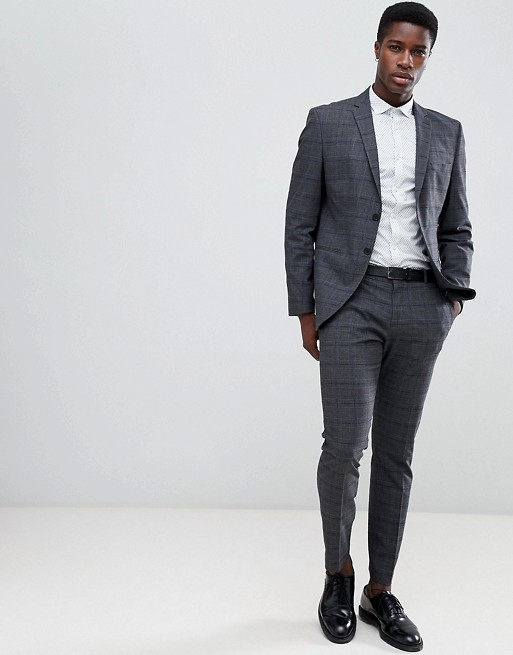 Selected Homme Slim Fit Suit in Grey Check