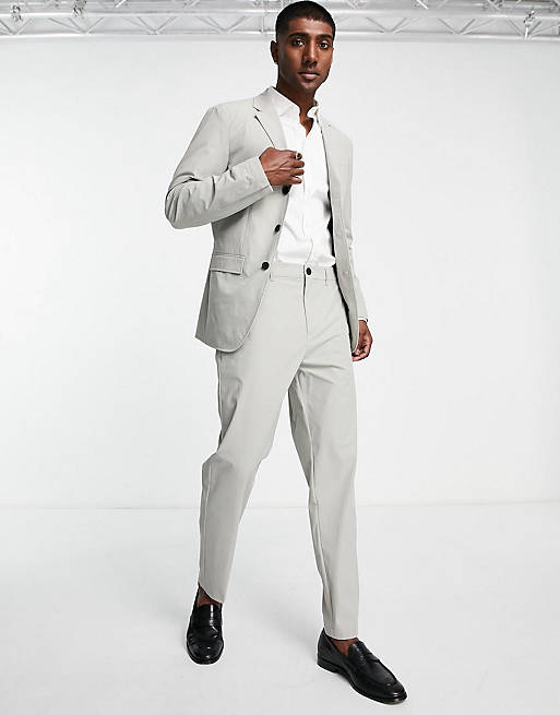 Selected Homme slim fit suit with technical fabric in light grey