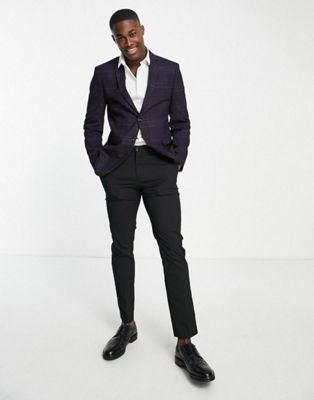 Selected Homme slim suit in navy check