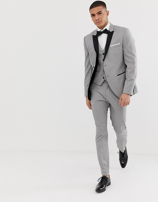 Selected Homme slim suit with satin lapels in grey