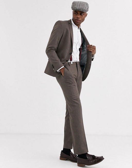 Shelby & Sons slim suit in brown