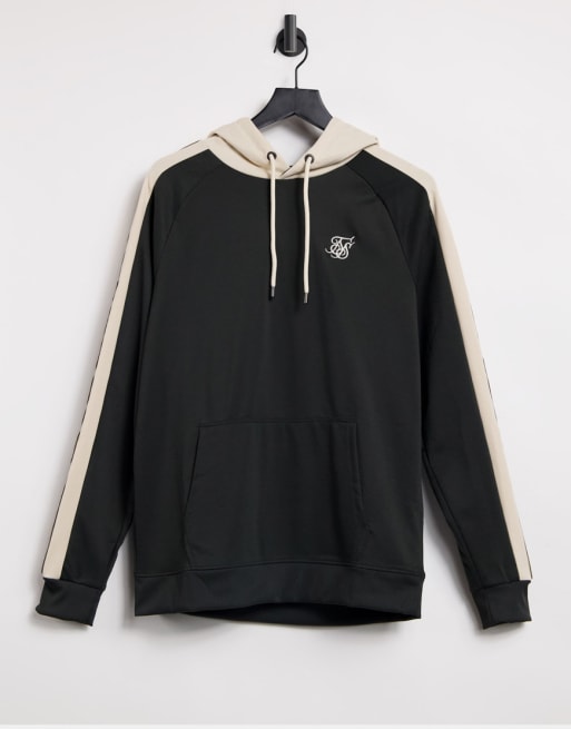 SikSilk - Completo con tuta sportiva premium con dettaglio con fettucce, colore nero e bianco