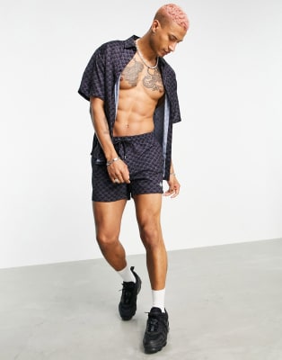 Siksilk monogram coord swim set in navy ASOS