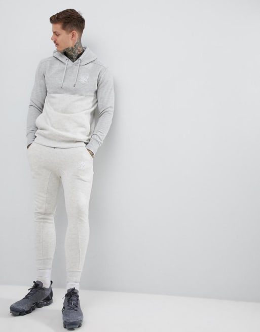 SikSilk paneled tracksuit in gray 