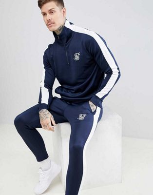 SikSilk Tracksuit In Navy With Side Stripe | ASOS