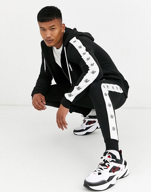 SikSilk tracksuit with side logo in black