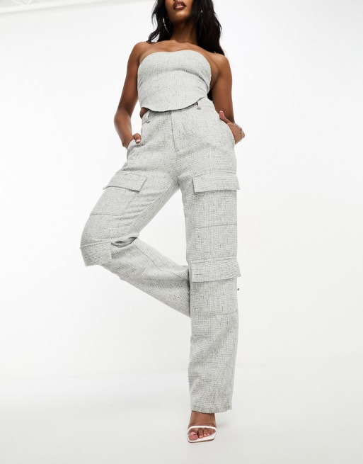 SIMMI - Coordinato con top a corsetto e pantaloni color argento
