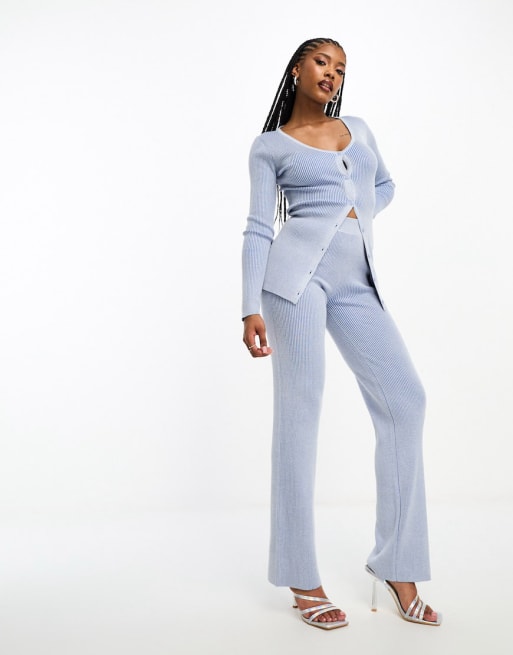 Simmi knitted cardigan and trouser co ord in denim blue ASOS