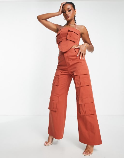 Orange best sale cargo jumpsuit