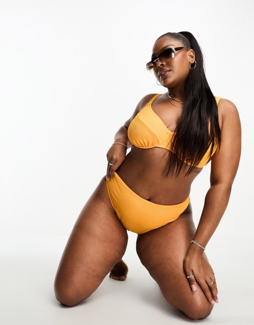 ASOS Plus-Size Black Model Yellow Bikini