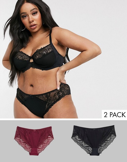 Simply Be Eva full cup lingerie set in black and burgundy