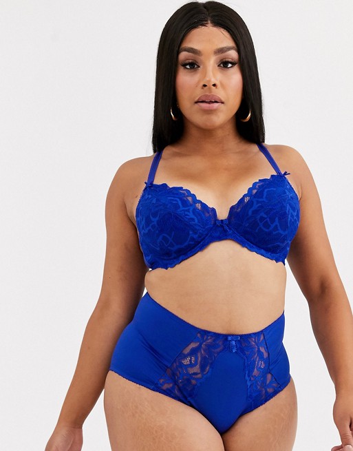 Simply Be lace lingerie two pack in black and cobalt