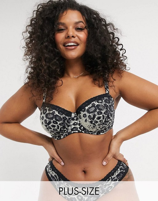 Simply Be lingerie set in animal print