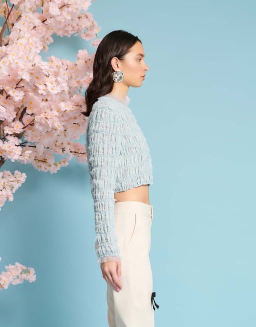 Sister Jane buttoned shirred top and bow trouser co-ord