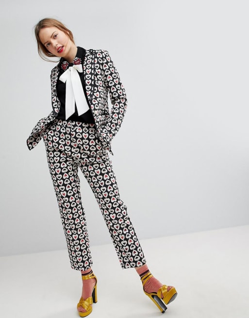 Sister Jane - Pantalon et blazer ajusté imprimé reine de cœur