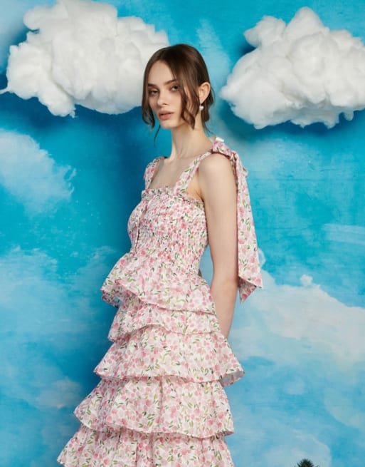 Sister Jane ruffle bow shoulder top & skirt co-ord in pink