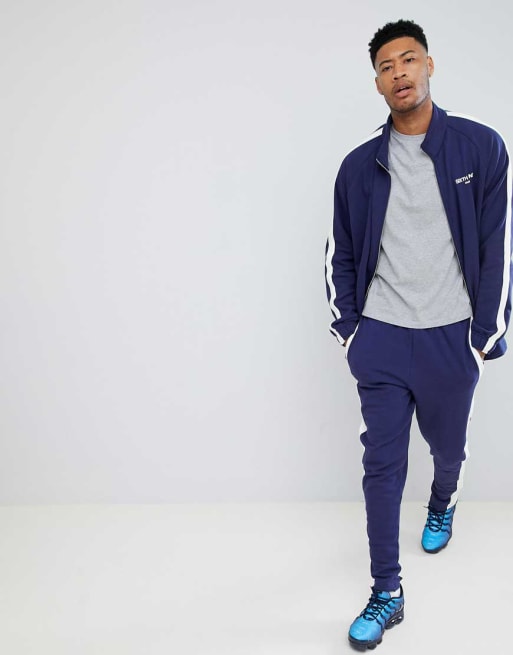 Sixth June TALL Tracksuit In Blue With Side Stripe ASOS