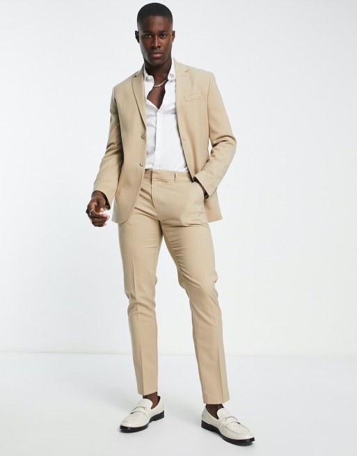 Tan slim fit store suit