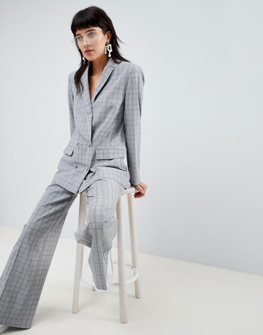 Skræddersyet maskulint jakkesæt med vide ben og skaktern fra ASOS DESIGN