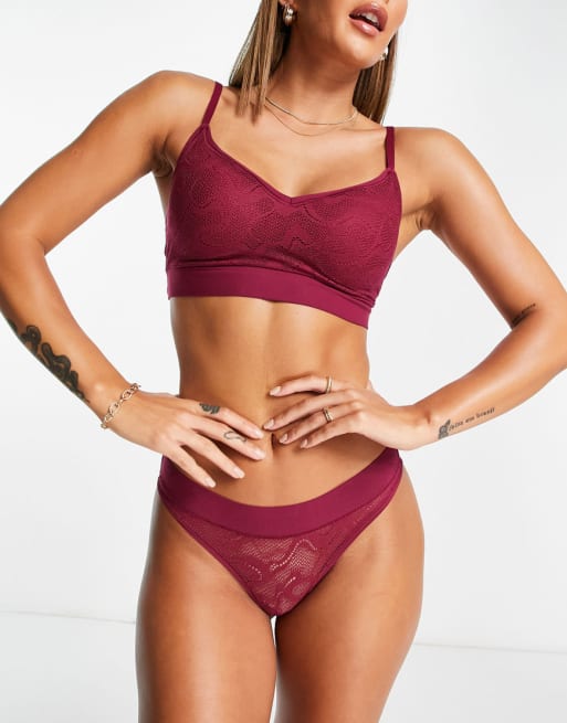 Sloggi – Go Allround – Lingerie-Set aus Spitze in dunklem Weinrot